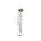 42" Silk Hanging Wisteria Flower Garland Vines in White, Elaborated 5 Full Strands in 1 Bush