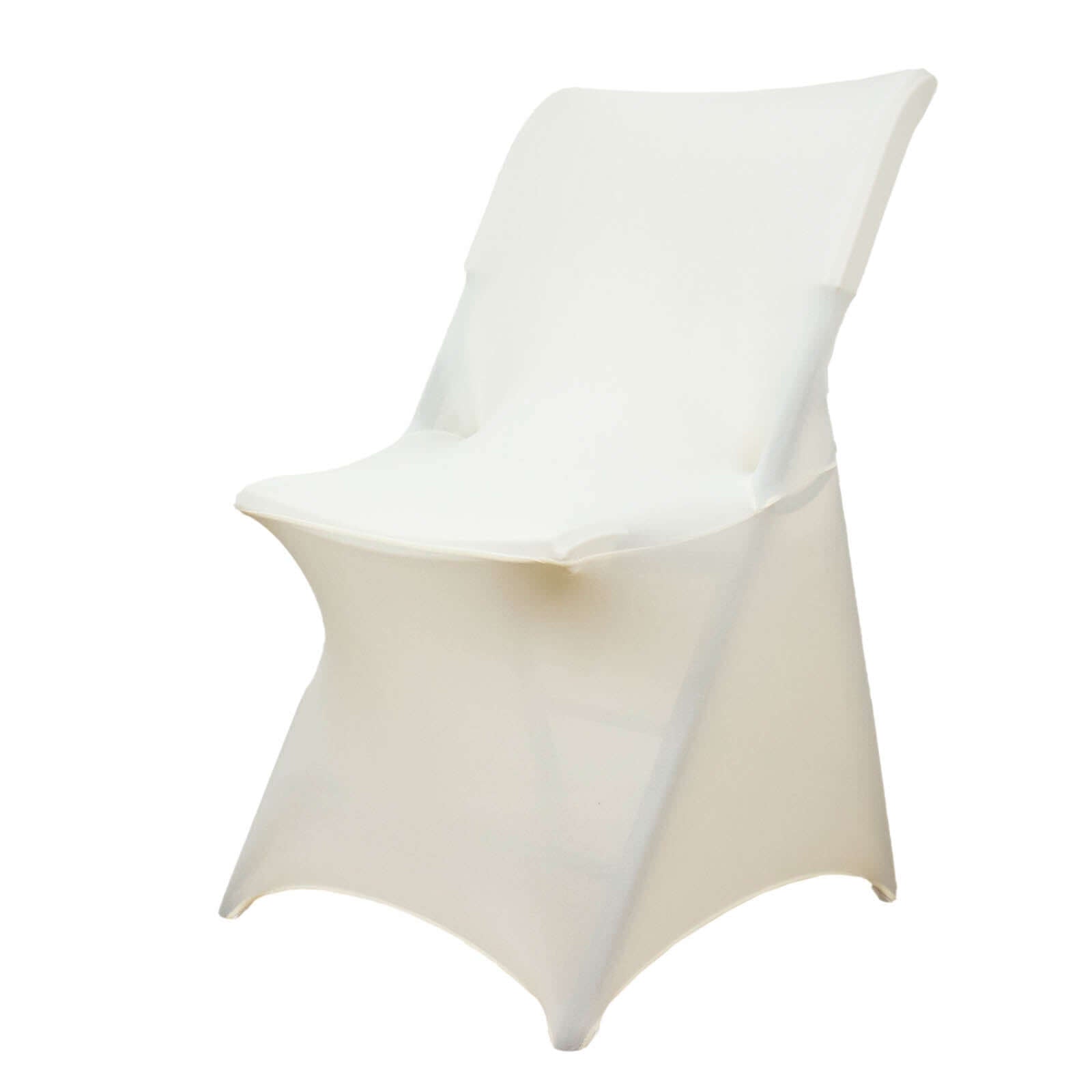 Stretch Spandex Chair Cover Ivory for Lifetime Folding Chairs - Wrinkle Resistant Snug Fit Slipcover with Foot Pockets