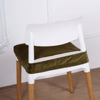 Velvet Chair Cushion Protector Stretch with Tie for Dining Chairs Olive Green - Durable Cover for Formal Gatherings