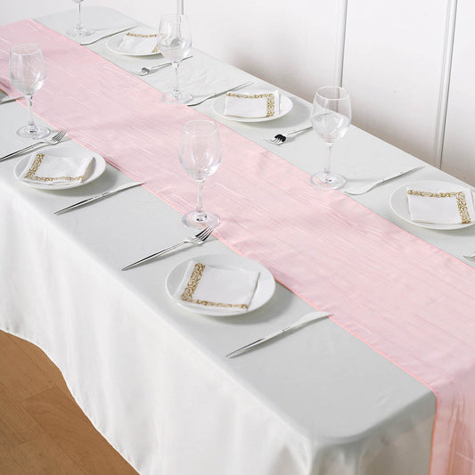 Taffeta 12"x108" Table Runner Blush - Accordion Crinkle Design