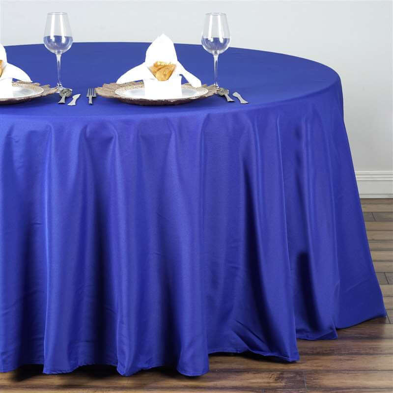 Polyester 132" Round Tablecloth Royal Blue - Seamless Chic Table Cover