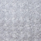 Rosette Satin 21ft Table Skirt White 3D Floral Design - Sophisticated Event & Wedding Table Cover
