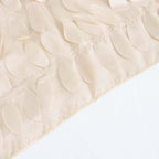 Taffeta 132" Round Tablecloth Beige | 3D Leaf Petal Design Seamless Table Cover