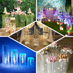 Set of 5 Clear Acrylic Cylinder Pedestal Stands, Wedding Pillar Plinth Column Cake Dessert Table Display With Hanging Hooks