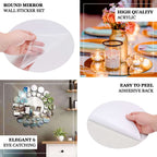 12 Pack Round Acrylic Mirror Wall Stickers, 6" Removable Wall Decals For Home Decor