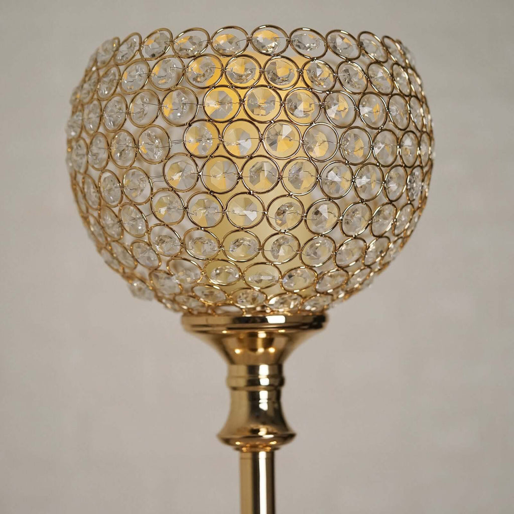 Acrylic Votive Candle Holder Crystal Goblet Design Gold - Table Centerpiece for Weddings 37"