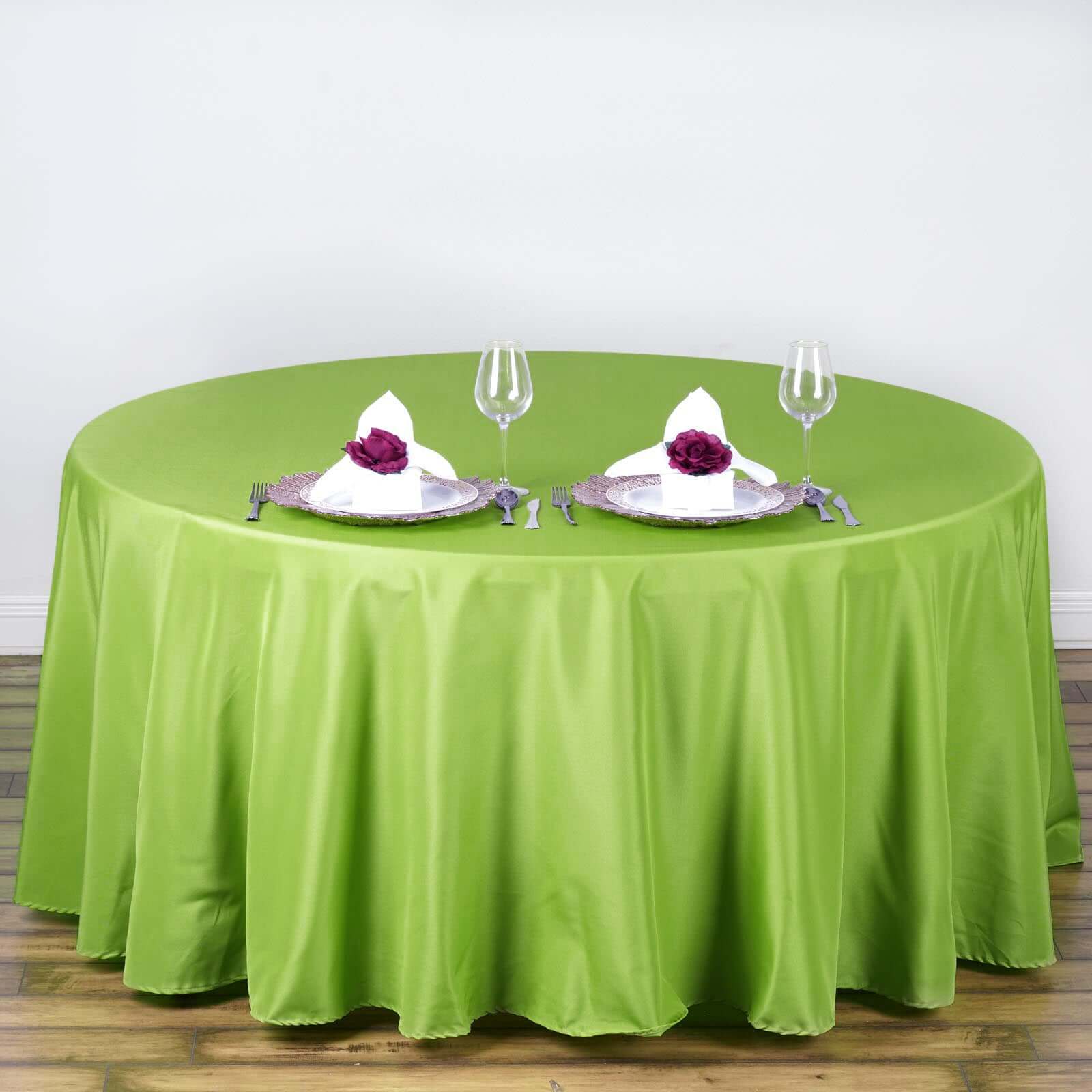 Polyester 108" Round Tablecloth Apple Green - Wrinkle-Resistant Table Cover