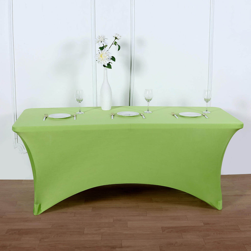 Stretch Spandex 6ft Rectangle Tablecloth Apple Green - Durable Form-Fitting Table Cover