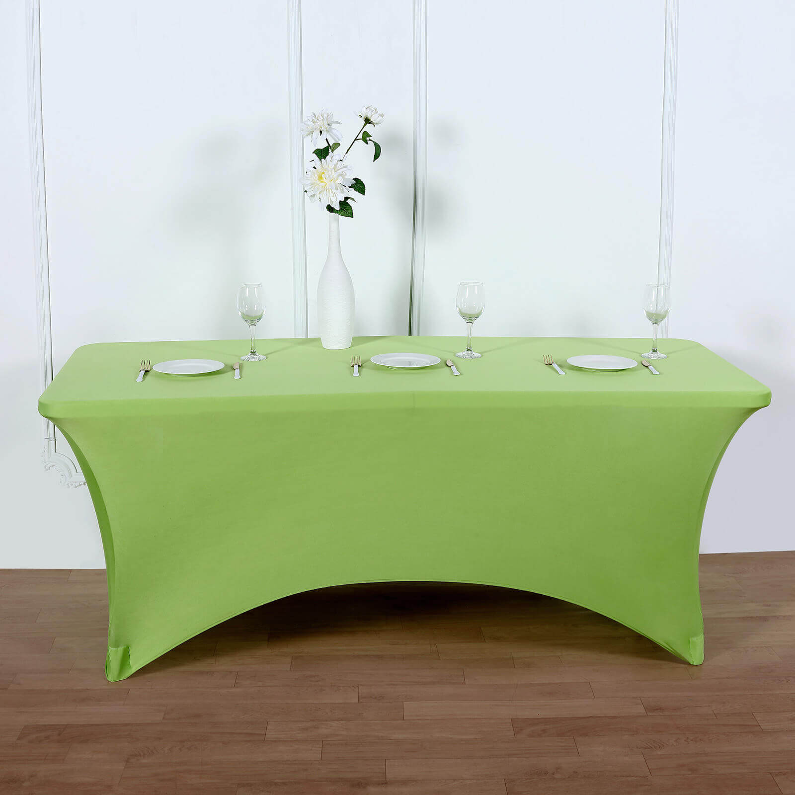Stretch Spandex 6ft Rectangle Tablecloth Apple Green - Durable Form-Fitting Table Cover
