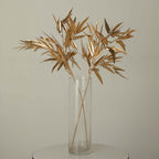 2-Pack Artificial Metallic Bamboo Leaf Branches Gold - Shiny Faux Plant Stems Vase Filler Floral Arrangement Centerpiece Decor 33"