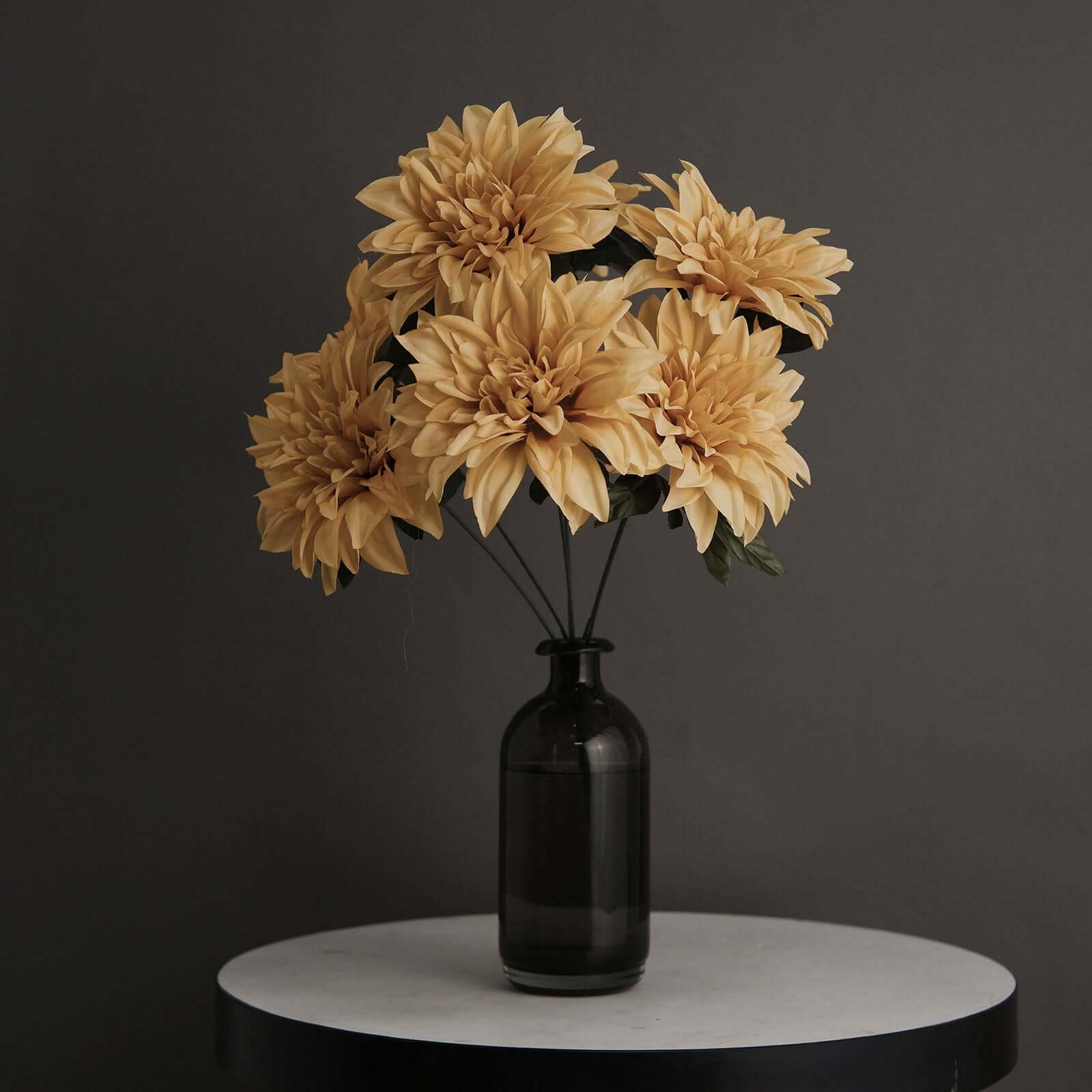 2 Bouquets 20" Champagne Artificial Silk Dahlia Flower Spray Bushes