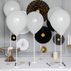 5 Pack White Balloon Centerpieces Holder with Floral Base, Table Top Balloon Stand Stick Kit - 17"