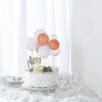 11 Pcs Balloon Cake Topper Clear, Rose Gold and White - Whimsical Clustered Mini Garland Cake Inserts DIY Party Decorations