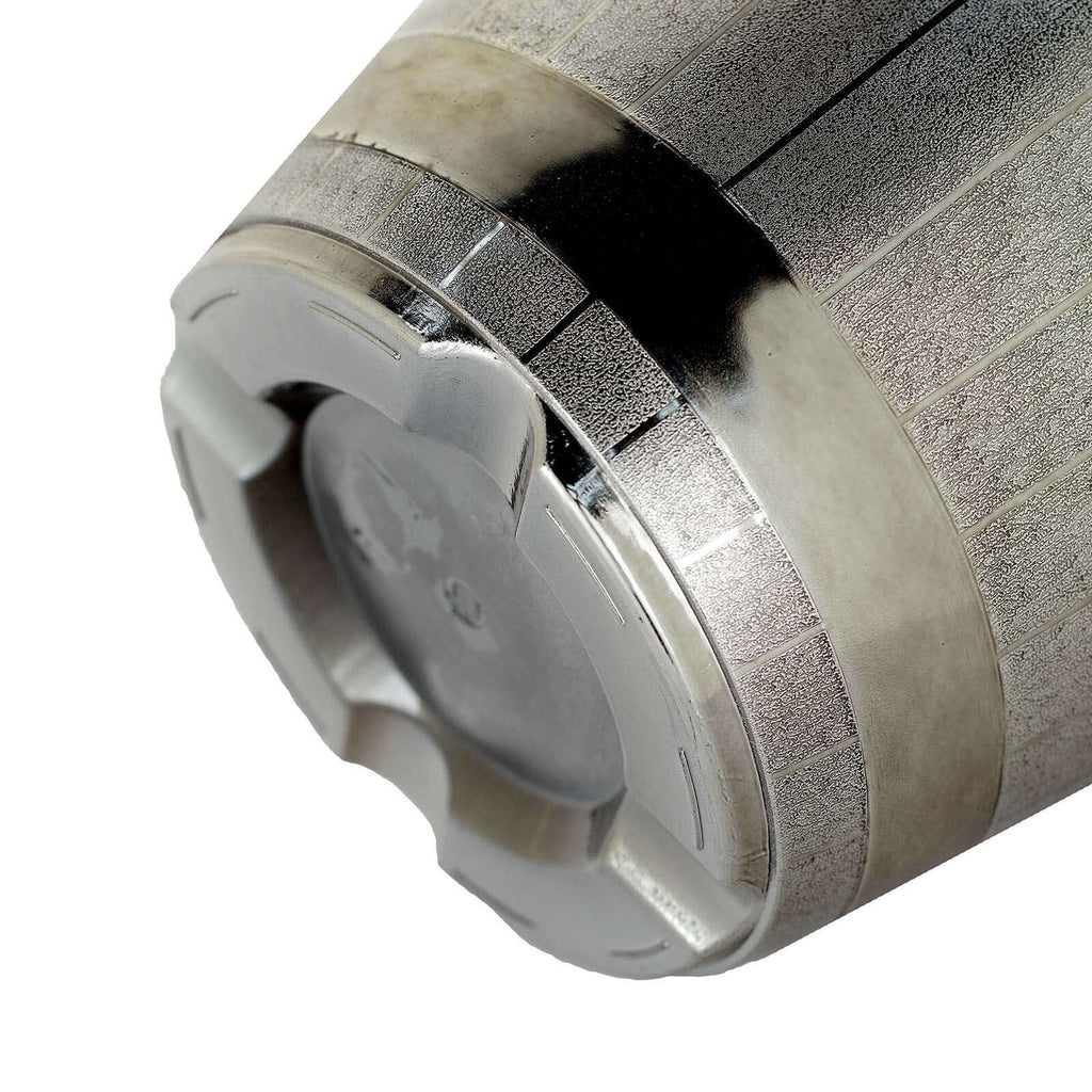 14" Silver Chrome Finished Rim Large Barrel Planter Pot, Indoor Outdoor Decorative Flower Pot