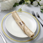 5 Pack Taffeta 20"x20" Napkins Beige - Accordion Crinkle Dinner Napkins