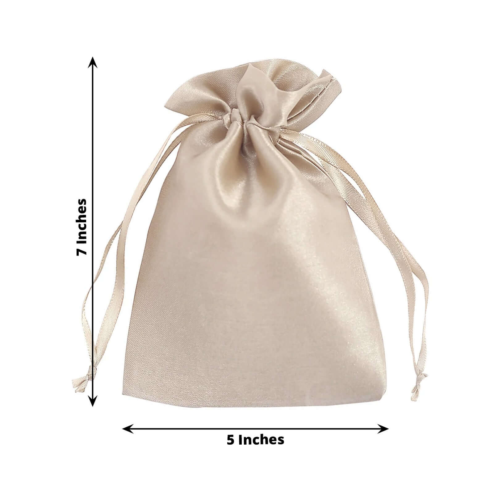 12 Pack 5"x7" Beige Satin Drawstring Wedding Party Favor Gift Bags