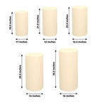 Set of 5 Beige Spandex Cylinder Pedestal Stand Covers, Stretchable Pillar Prop Covers - 160 GSM