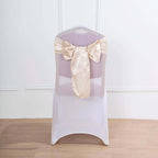 5 Pack Satin Chair Sashes Beige - Durable Chair Bows with Shiny Finish 6"x106"