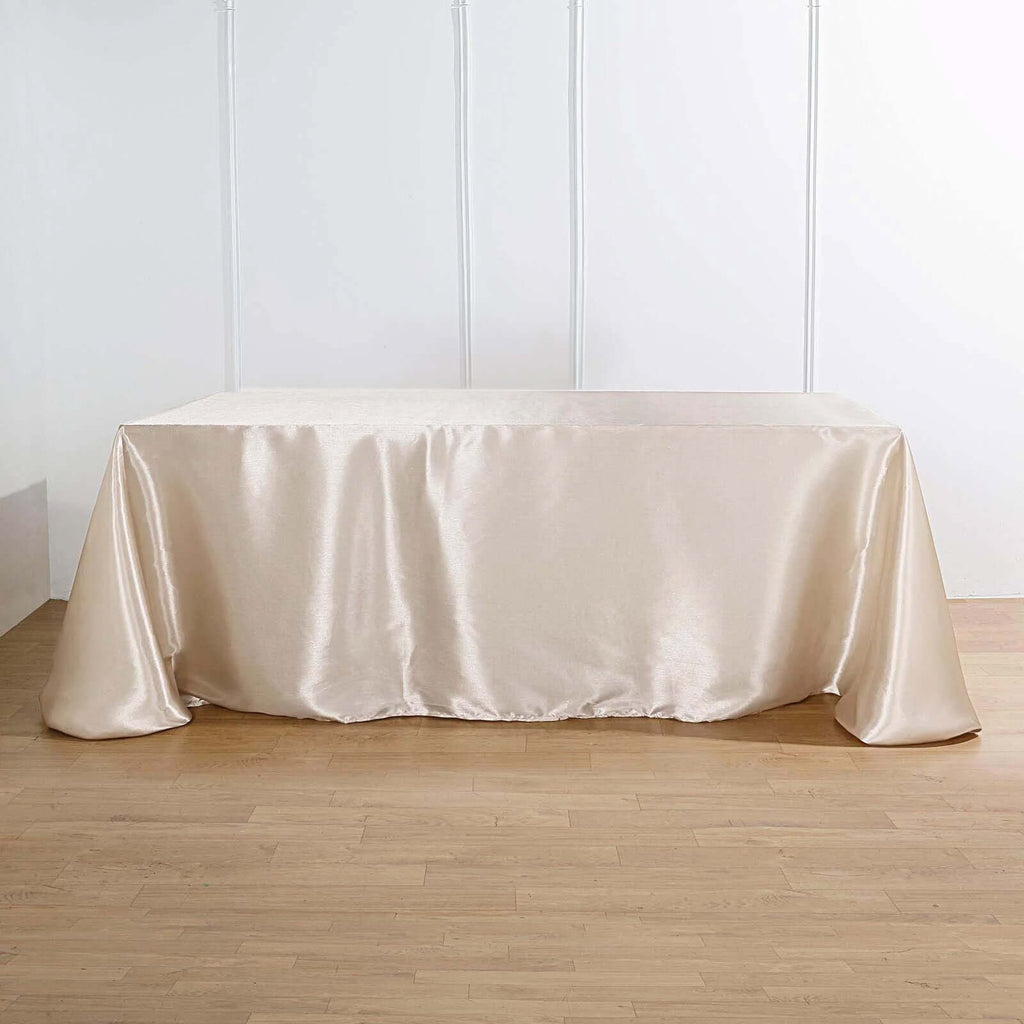 Satin Rectangular 90"x156" Tablecloth Beige - Seamless Table Cover