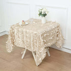 Taffeta 54"x54" Square Tablecloth Beige 3D Leaf Petal Table Cover