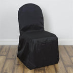 Polyester Slip On Banquet Chair Covers Black - Stain-Resistant Reusable Durable Fabric