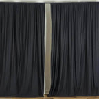 2 Pack Black Scuba Polyester Event Curtain Drapes, Durable Flame Resistant Backdrop Event Panels Wrinkle Free with Rod Pockets - 10ftx10ft
