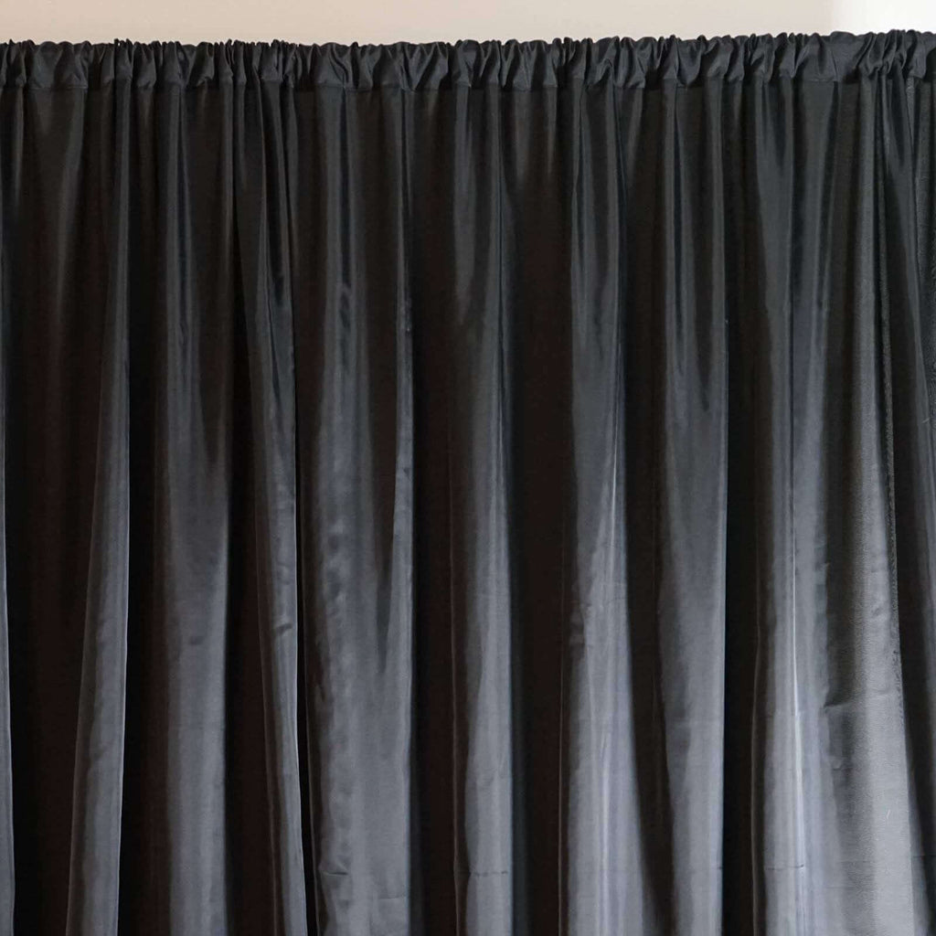 Black Chiffon Polyester Event Curtain Drapes, Dual Layer Divider Backdrop Event Panels with Rod Pockets - 20ftx10ft
