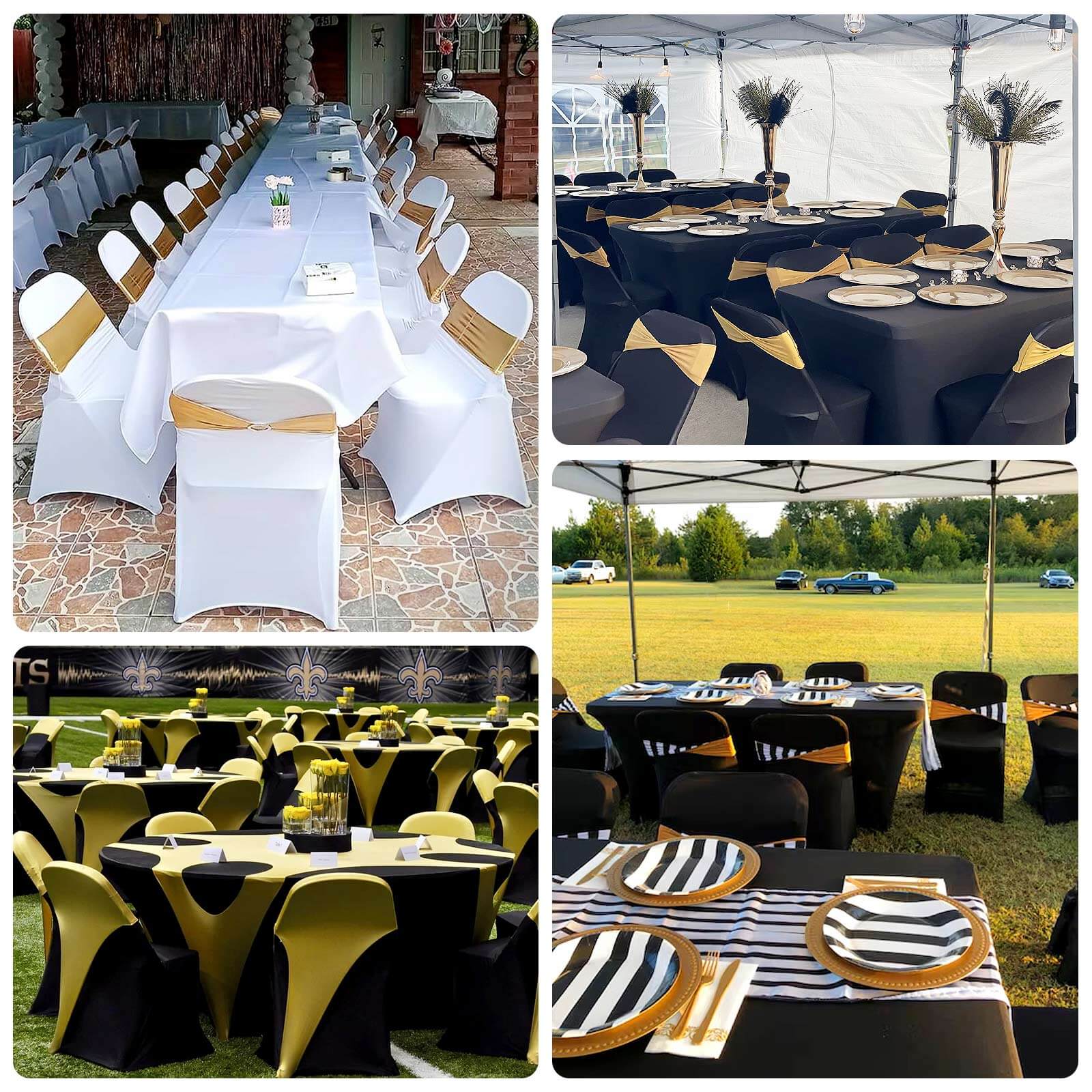 Premium Spandex Chair Cover with Foot Pockets for Folding Chairs Black - Stretch Fitted 220GSM Fabric