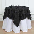 Taffeta 54"x54" Table Overlay Square Tablecloth Black 3D Leaf Petal Table Cover