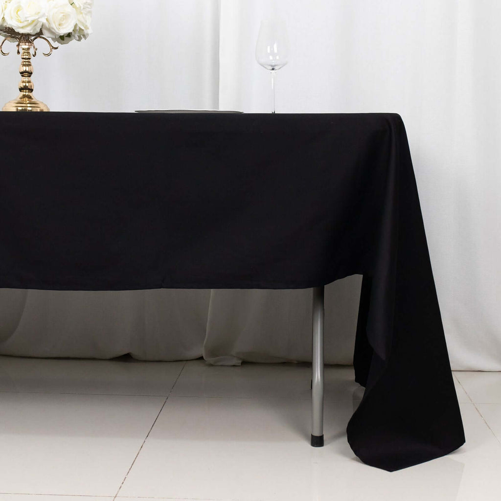 100% Cotton 60"x126" Rectangle Tablecloth Black Linen - Sophisticated, Soft & Breathable Table Cover