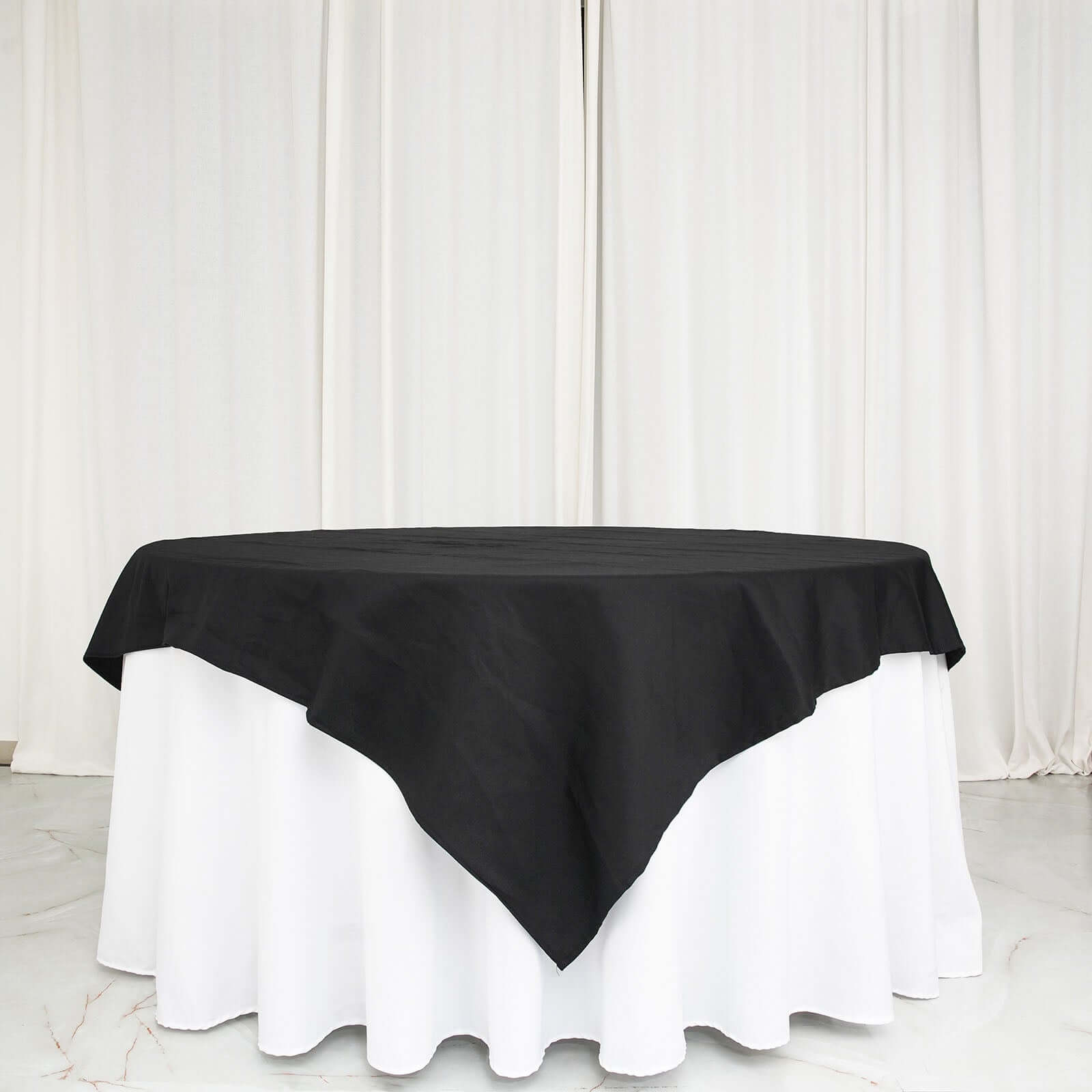 100% Cotton 70"x70" Table Overlay Square Tablecloth Black Linen - Soft & Breathable Fabric Table Topper