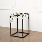 2-Pack Wedding Flower Stand Matte Black Metal Geometric Column Frame Rectangular - Versatile Floral Pedestal for Sophisticated Arrangements 12"
