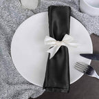 5 Pack Satin 20"x20" Napkins Black - Luxurious Shine & Smooth Dinner Napkins for Upscale Events