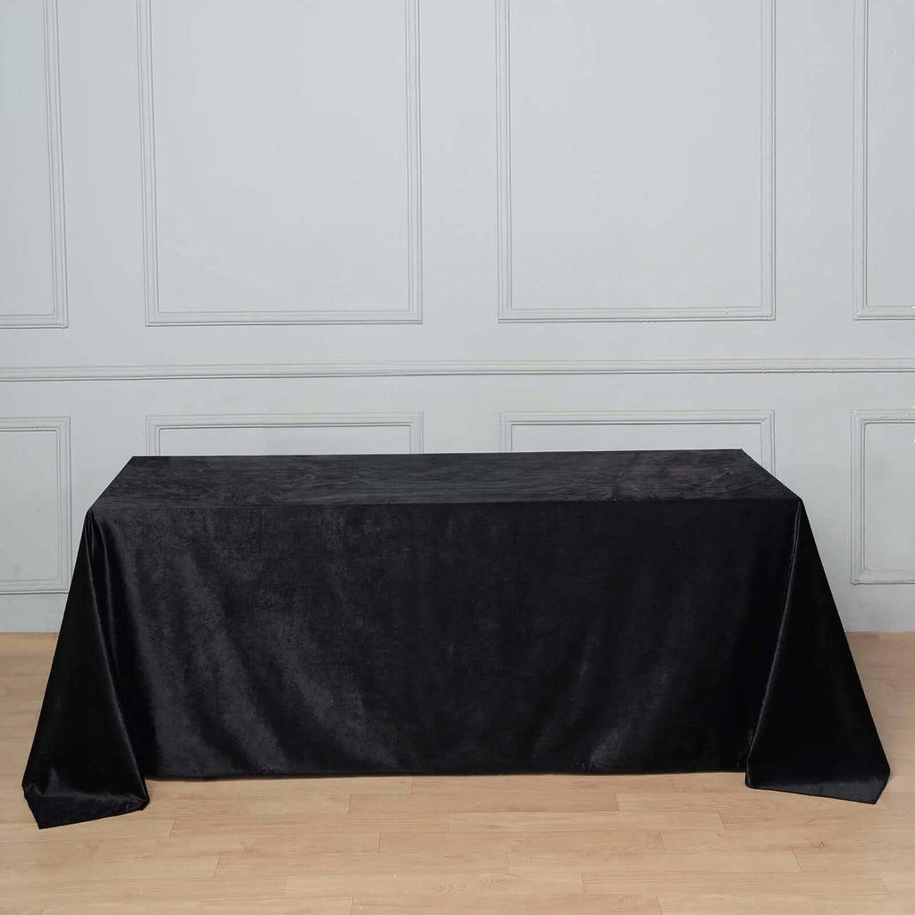 Premium Velvet 90"x132" Rectangle Tablecloth Black - Reusable Soft & Polished Seamless Table Cover for Luxury Weddings & Events