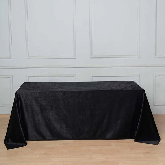 Premium Velvet 90"x132" Rectangle Tablecloth Black - Reusable Soft & Polished Seamless Table Cover for Luxury Weddings & Events