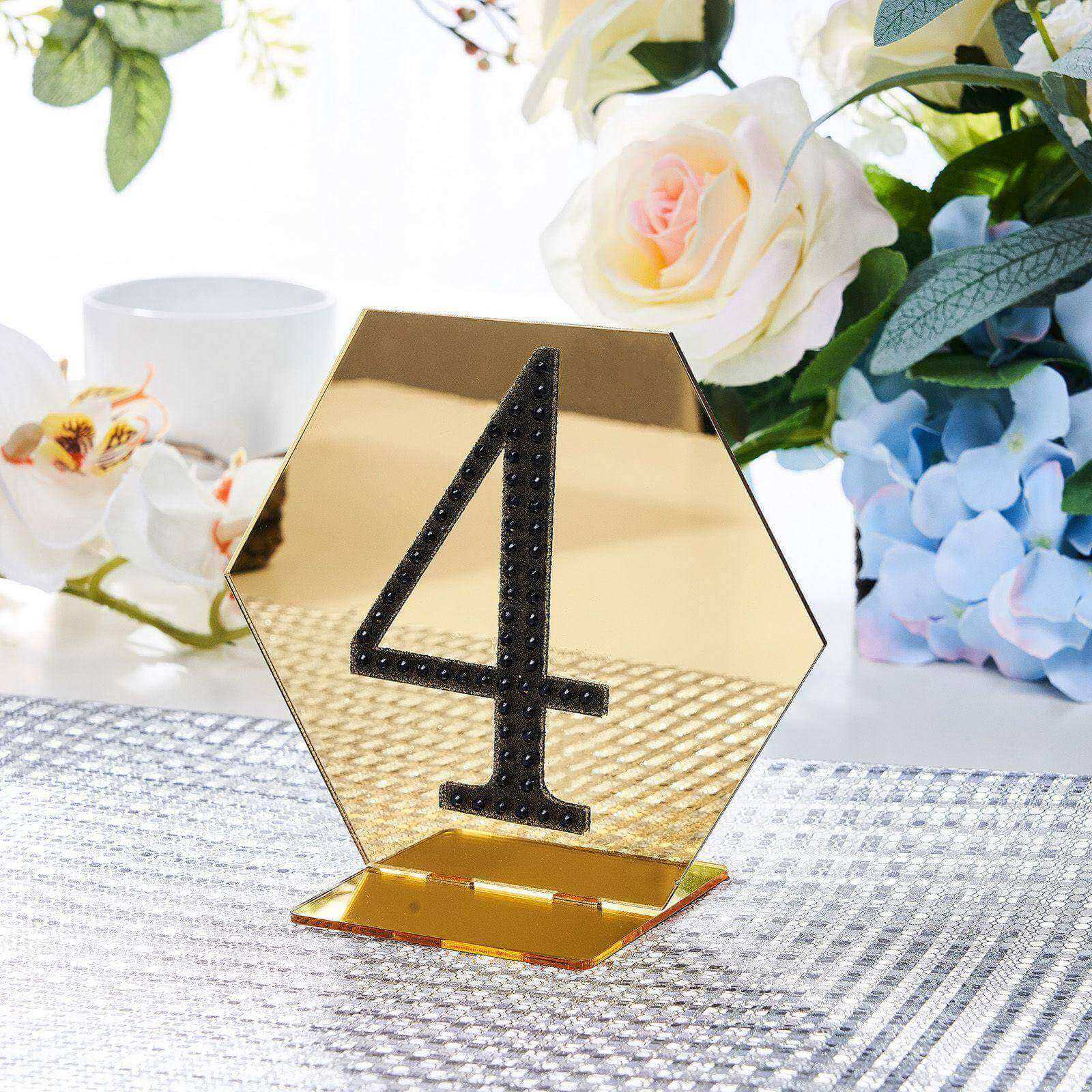 Decorative Rhinestone Number "4" Stickers, Glitter Adhesive Craft Numbers Black DIY Sparkle Embellishments 4"