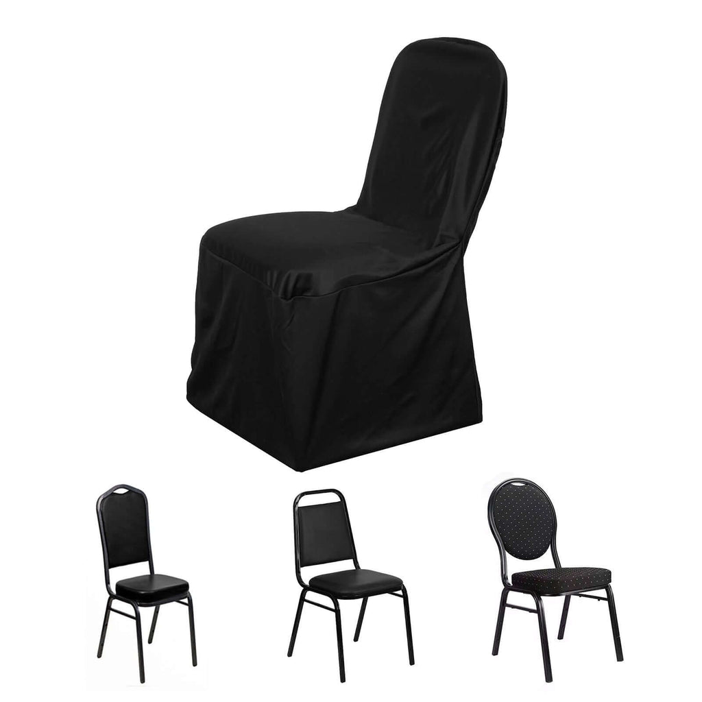 Scuba Stretch Chair Cover Black for Banquet Chairs Slim Fit Design - Wrinkle Free and Durable Slipcover