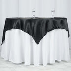 Satin 60"x60" Table Overlay Square Tablecloth Black - Smooth Silky Touch Table Cover for Sophisticated Events