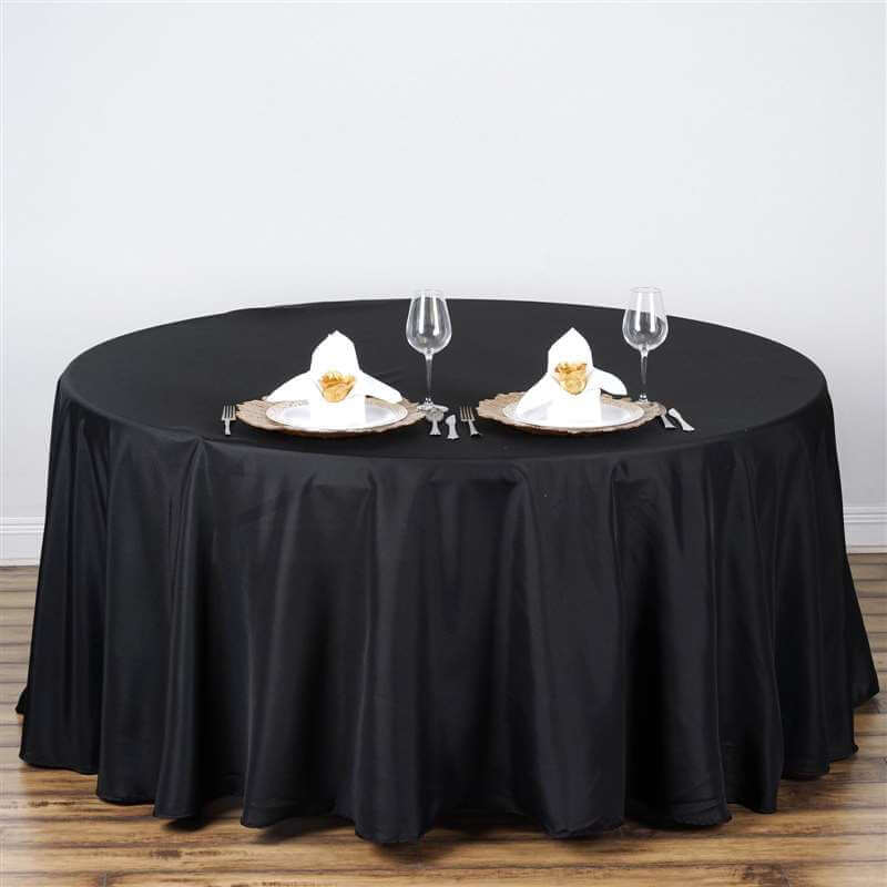 Polyester 108" Round Tablecloth Black - Wrinkle-Resistant and Stylish Table Cover