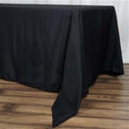 Premium Polyester 72"x120" Rectangle Tablecloth Black - 220GSM Stain-Resistant Table Cover