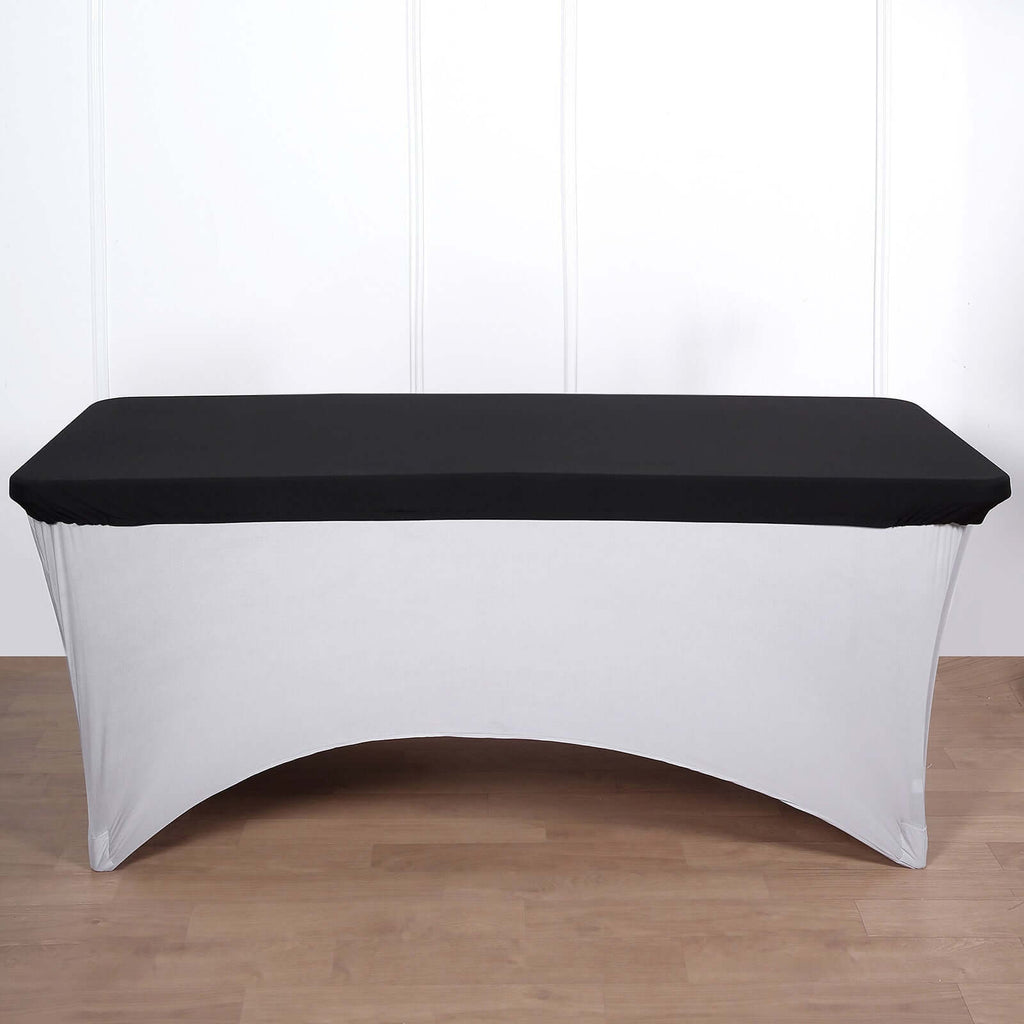 Spandex Rectangle 96"x30" Tablecloth Top Cover Black - Stretchy, Wrinkle Free & Fitted Table Topper