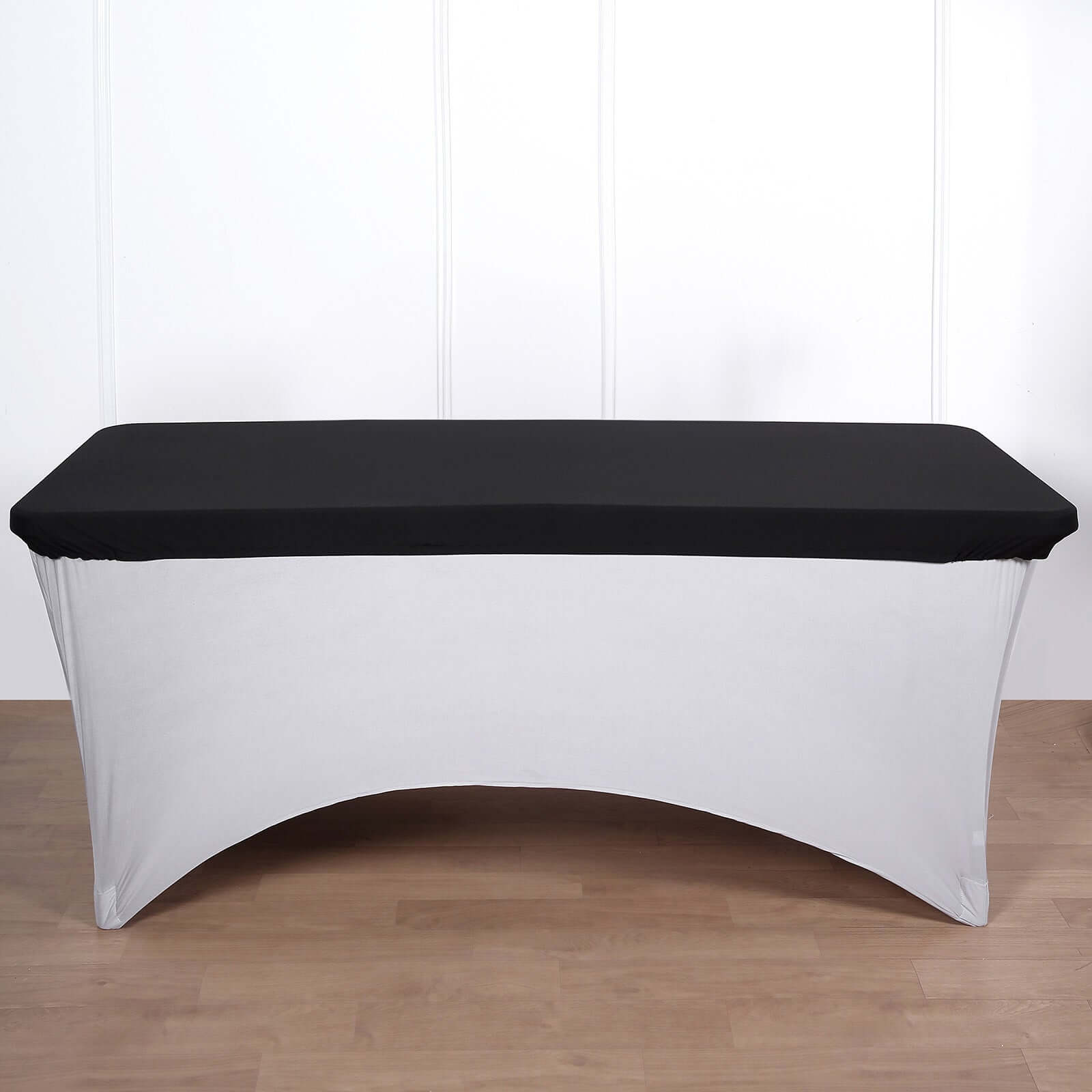 Spandex Rectangle 96"x30" Tablecloth Top Cover Black - Stretchy, Wrinkle Free & Fitted Table Topper