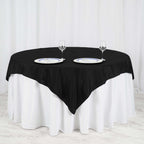 Polyester 70"x70" Table Overlay Square Tablecloth Black - Wrinkle-Resistant & Durable Table Cover for Events