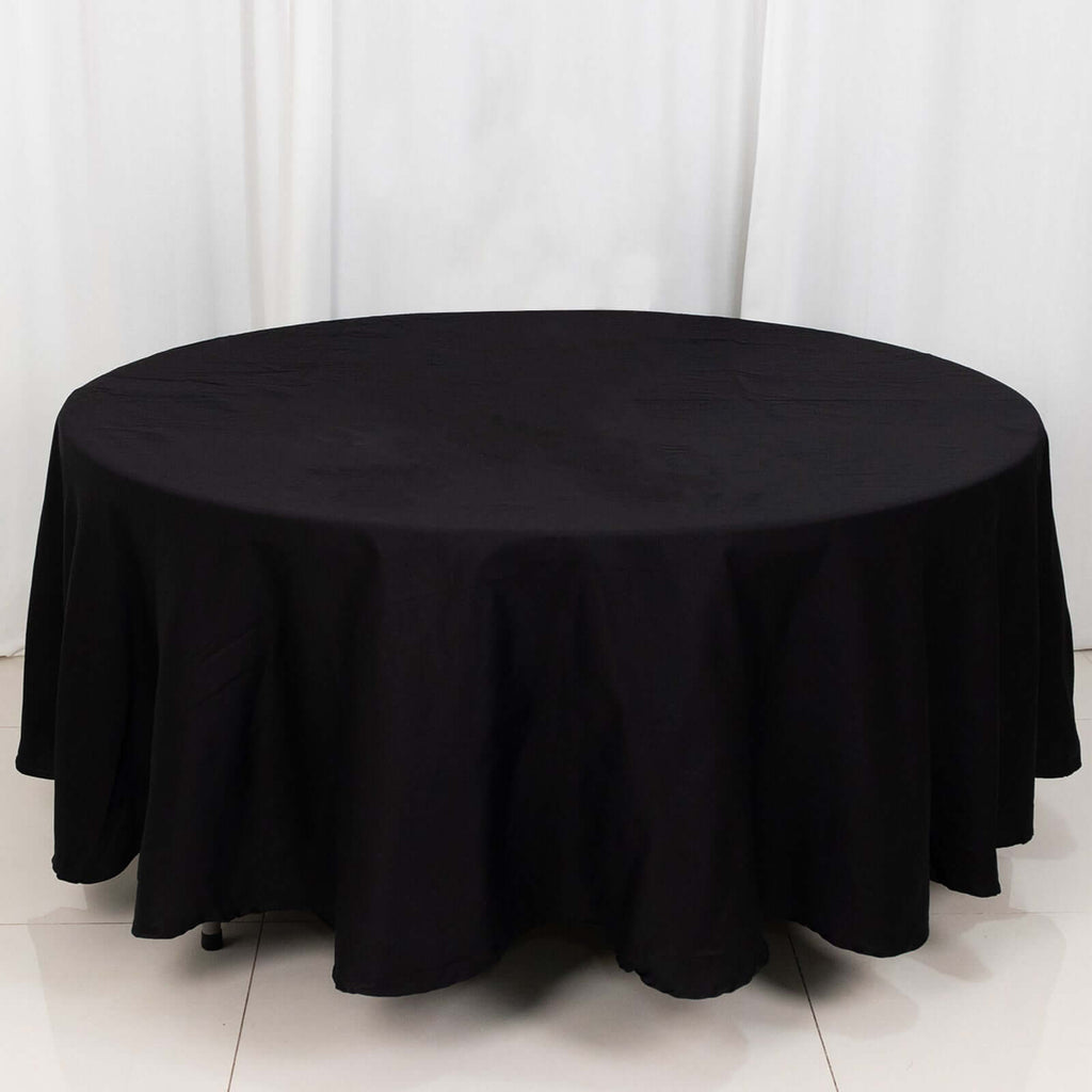 100% Cotton 108" Round Tablecloth Black Linen - Soft & Breathable Table Cover