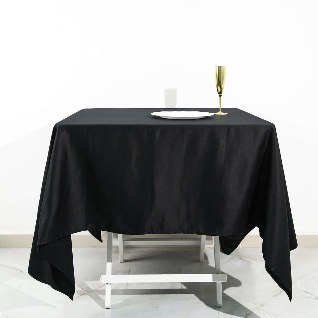 100% Cotton 70"x70" Square Tablecloth Black Linen - Soft & Breathable Fabric Table Cover