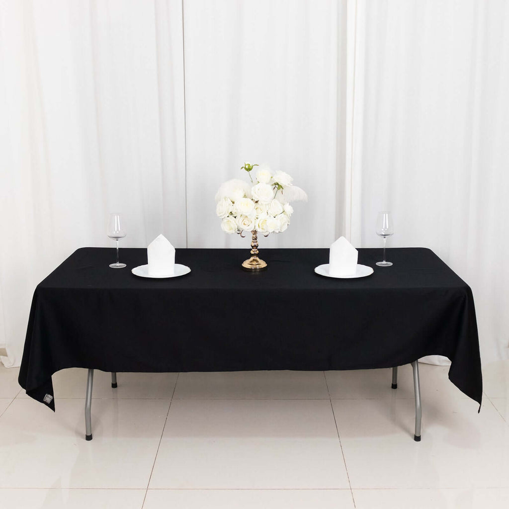 100% Cotton 60"x102" Rectangle Tablecloth Black Linen - Soft & Breathable Table Cover