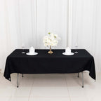 100% Cotton 60"x102" Rectangle Tablecloth Black Linen - Soft & Breathable Table Cover