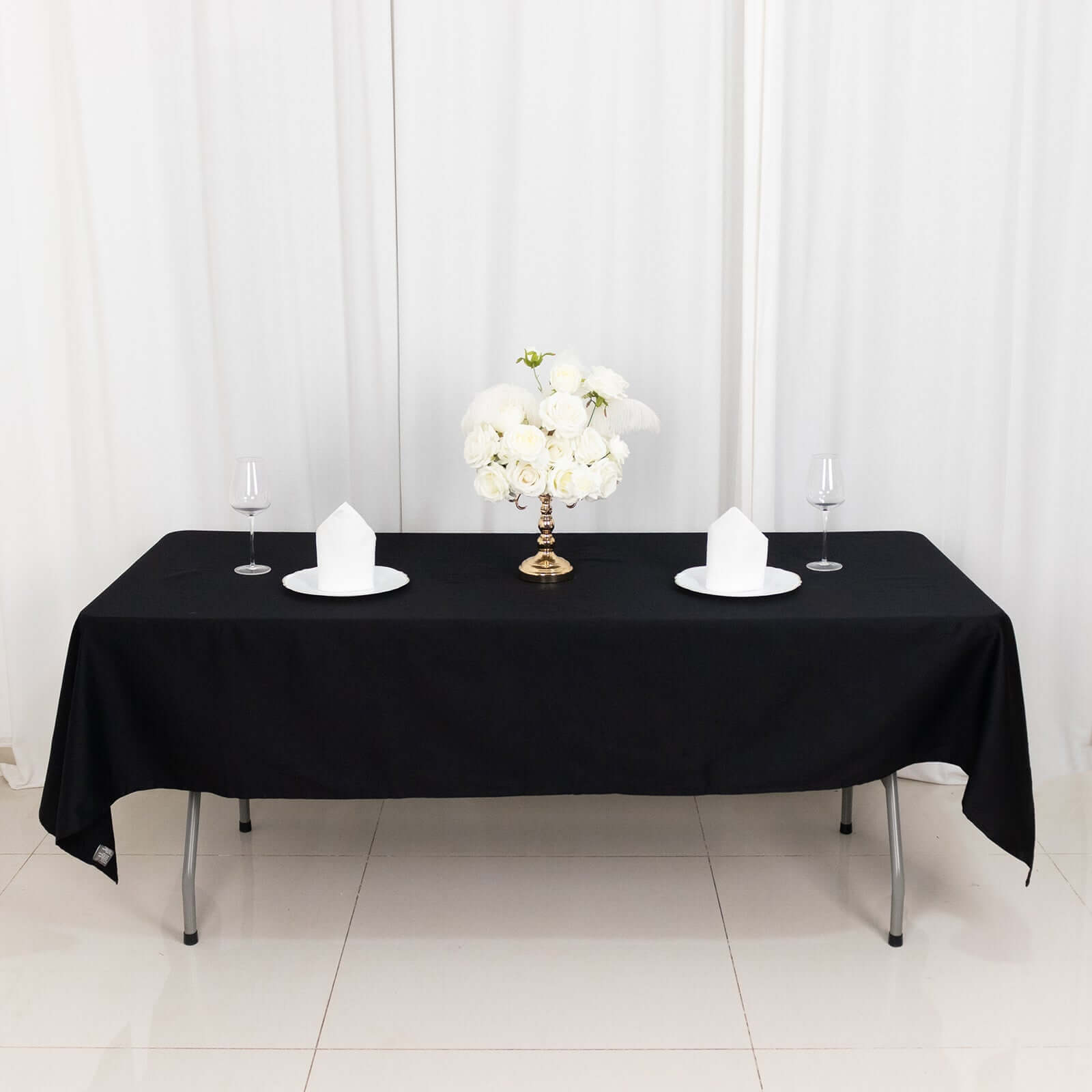 100% Cotton 60"x102" Rectangle Tablecloth Black Linen - Soft & Breathable Table Cover