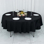 Premium Polyester 90" Round Tablecloth Black - Stain and Wrinkle-Resistant 220GSM Table Cover for Weddings & Event Decor