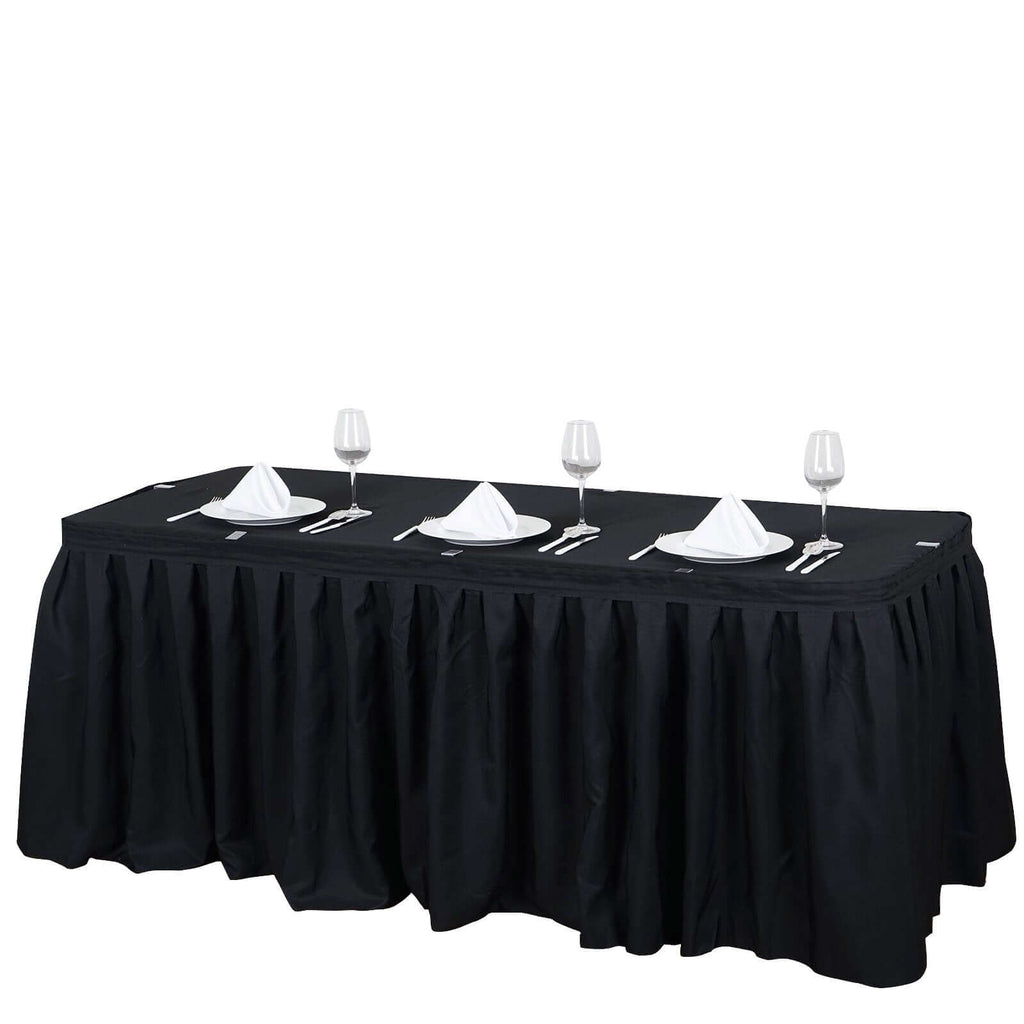 Polyester 17ft Table Skirt Black - Classic Pleated Design